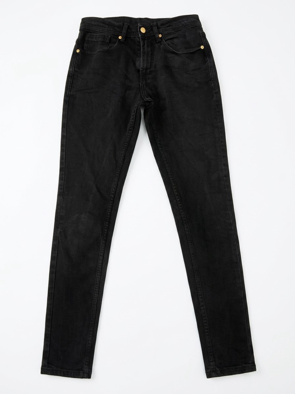 Zara Men's Skinny Jeans in Black with Gold Hardware